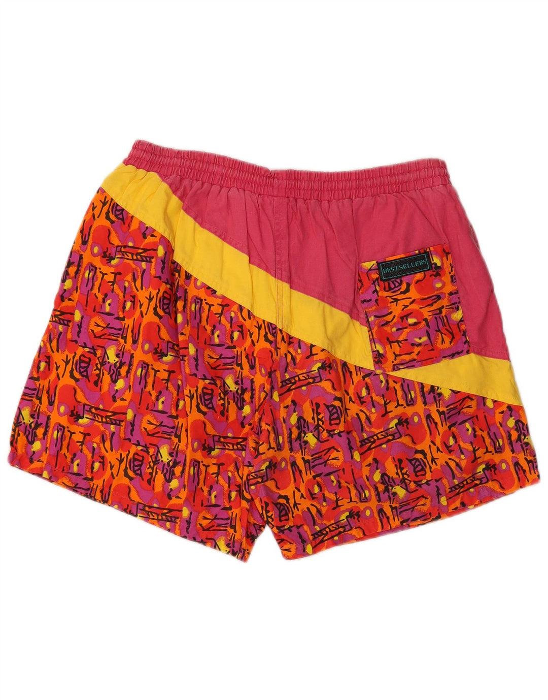 VINTAGE Mens Swimming Shorts XL  Pink Geometric Cotton