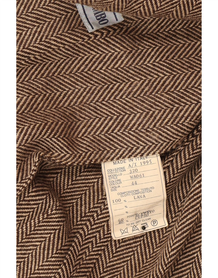 Piombo Womens 3 Button Blazer Jacket IT 44 Medium Brown Herringbone Wool