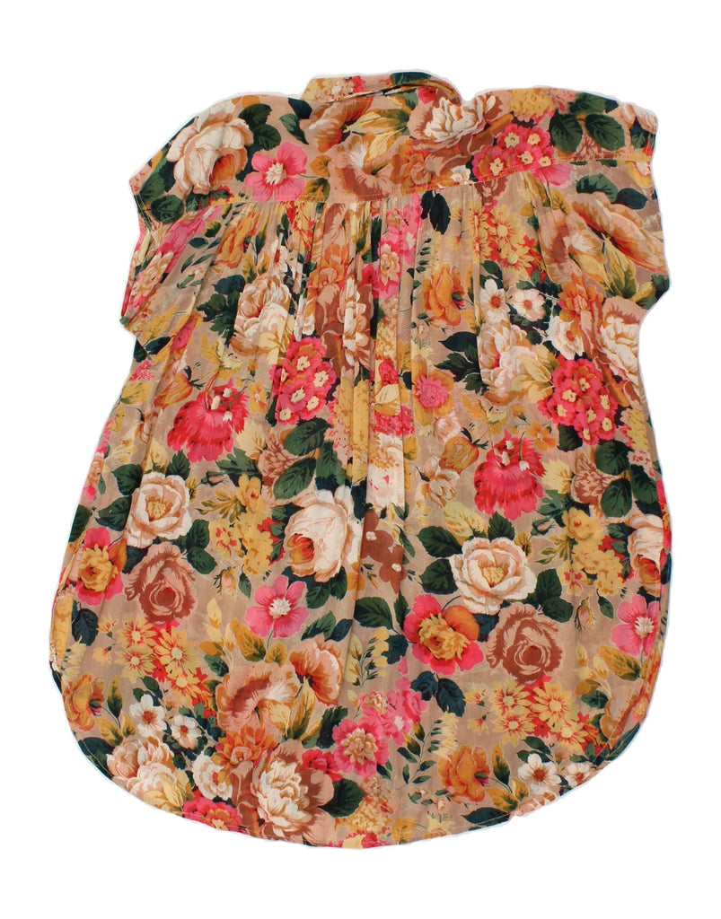VINTAGE Womens Oversized Sleeveless Shirt UK 14 Medium Brown Floral | Vintage Vintage | Thrift | Second-Hand Vintage | Used Clothing | Messina Hembry 