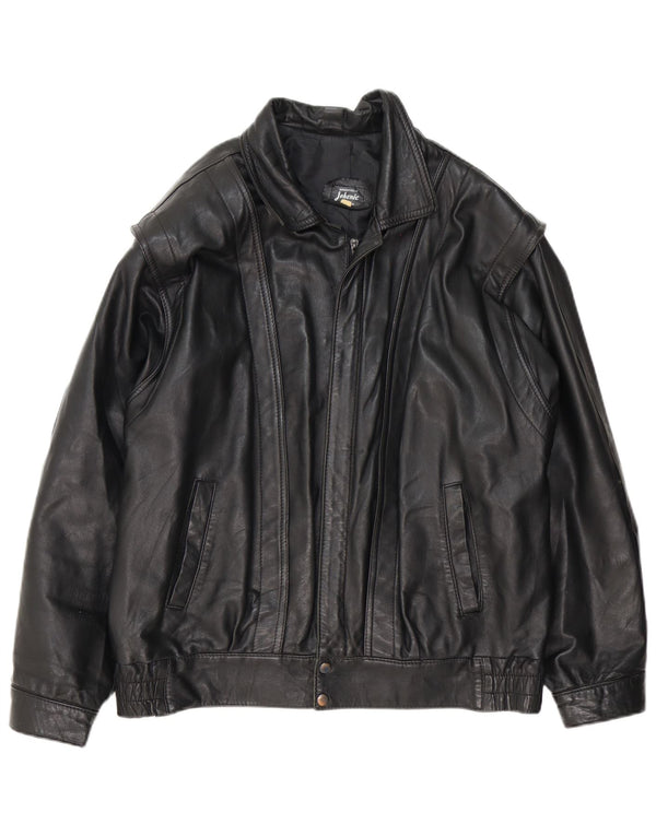 VINTAGE Mens Leather Jacket UK 40 Large Black Leather