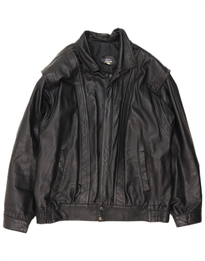 VINTAGE Mens Leather Jacket UK 40 Large Black Leather