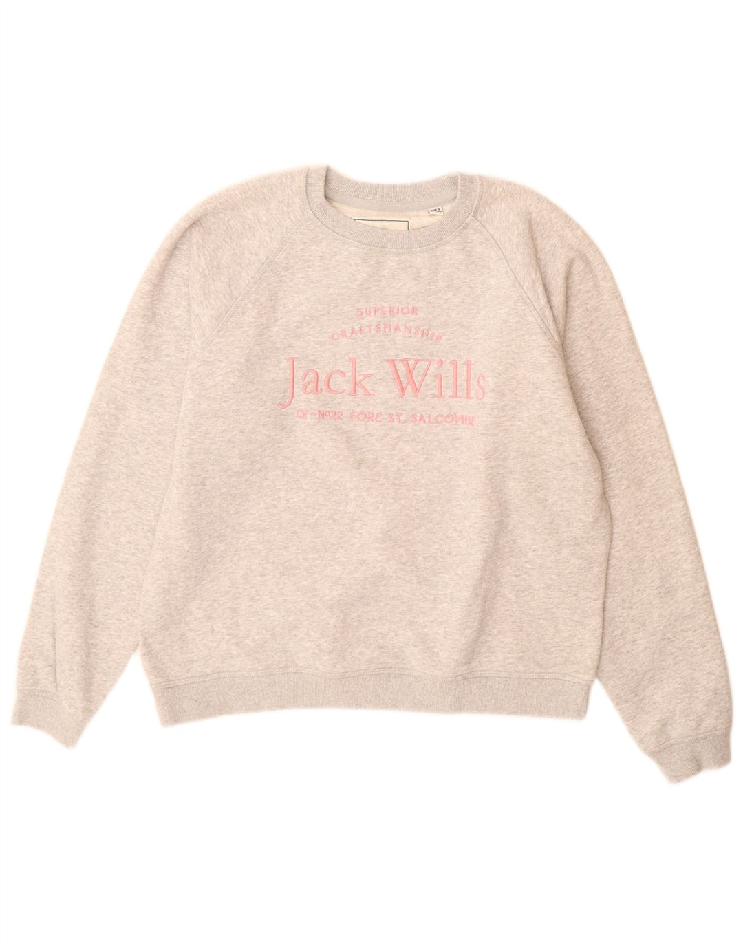 Jack Wills Womens Graphic Sweatshirt Jumper UK 12 Medium Grey Flecked