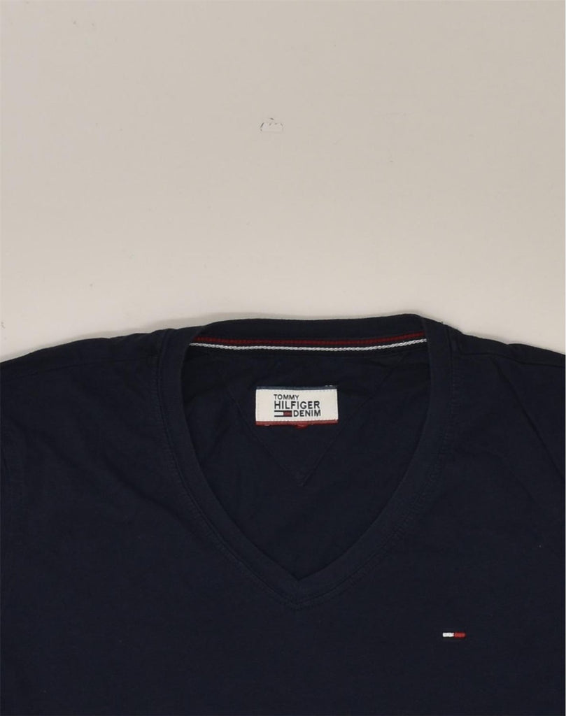 TOMMY HILFIGER Mens T-Shirt Top Small Navy Blue Cotton | Vintage Tommy Hilfiger | Thrift | Second-Hand Tommy Hilfiger | Used Clothing | Messina Hembry 