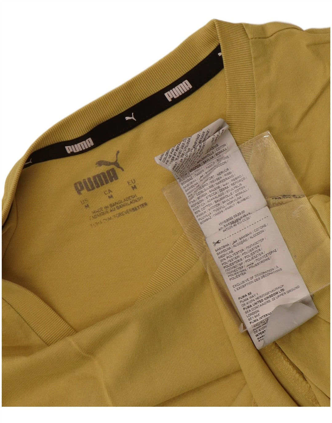 Puma Mens T-Shirt Top Medium Yellow Cotton