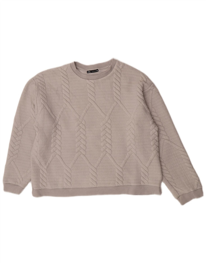 Zara Womens Sweatshirt Jumper UK 16 Large Grey Polyester