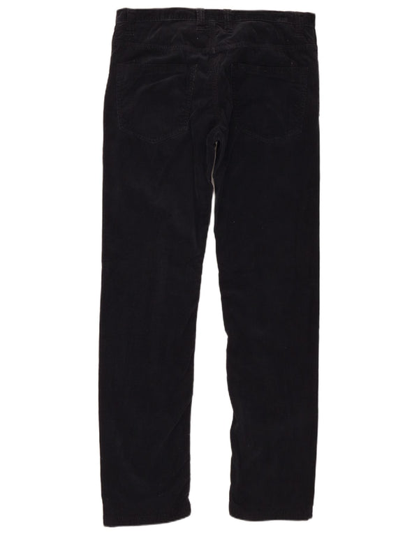 Benetton Womens Slim Corduroy Trousers IT 48 XL W34 L31 Black Cotton