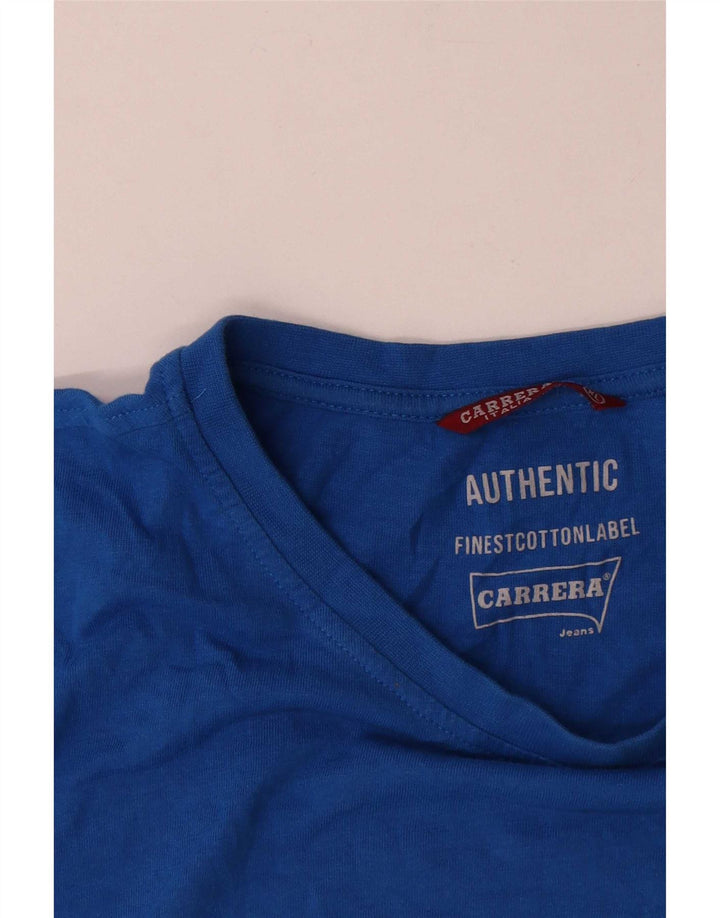 Carrera Mens Graphic T-Shirt Top XL Blue Cotton