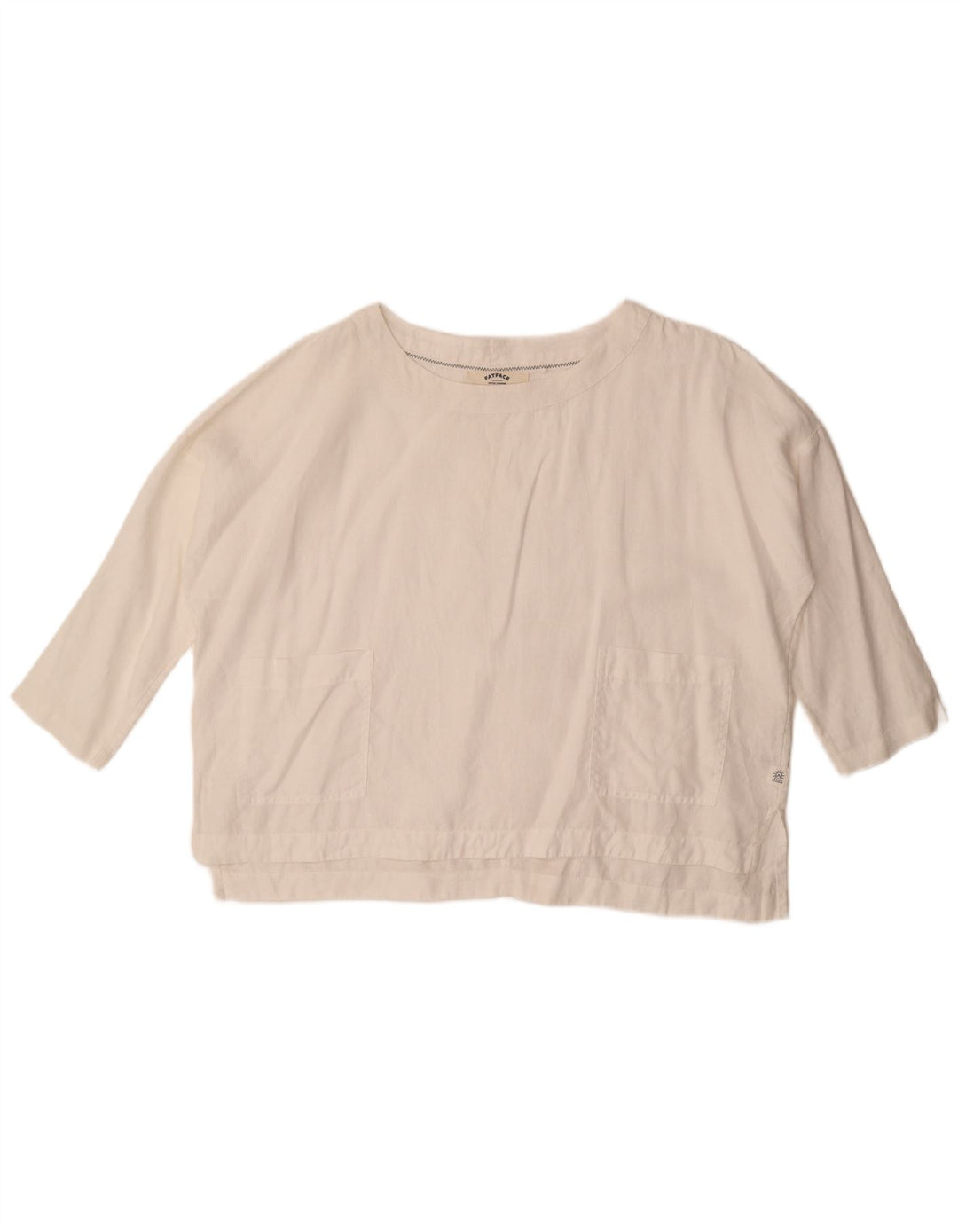 Fat Face Womens 3/4 Sleeve Oversized Blouse Top UK 10 Small White Linen