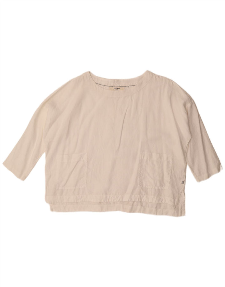 Fat Face Womens 3/4 Sleeve Oversized Blouse Top UK 10 Small White Linen