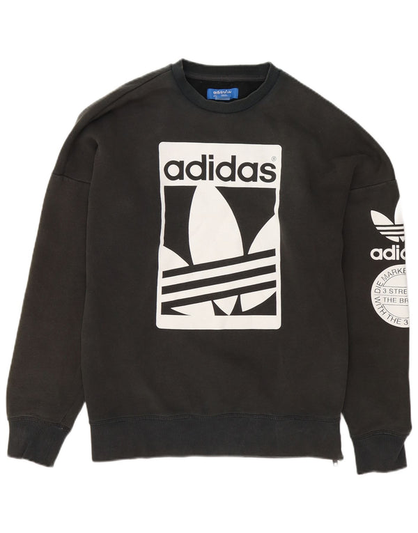 Adidas Mens Graphic Sweatshirt Jumper Small Grey Cotton