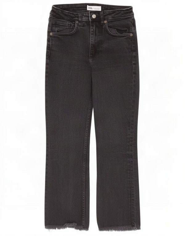 Zara Womens Crop Straight Jeans EU 36 XS W26 L24 Black