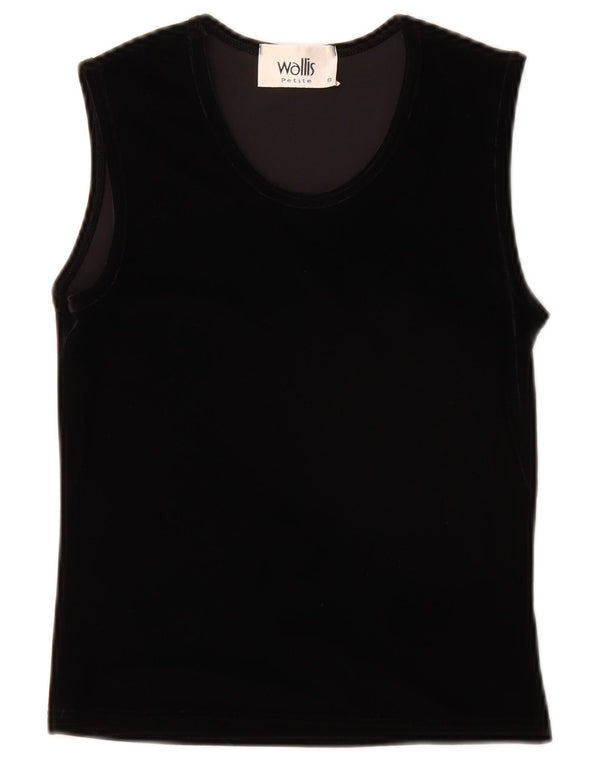 Wallis Womens Petite Velour Vest Top UK 8 Small Black Polyester