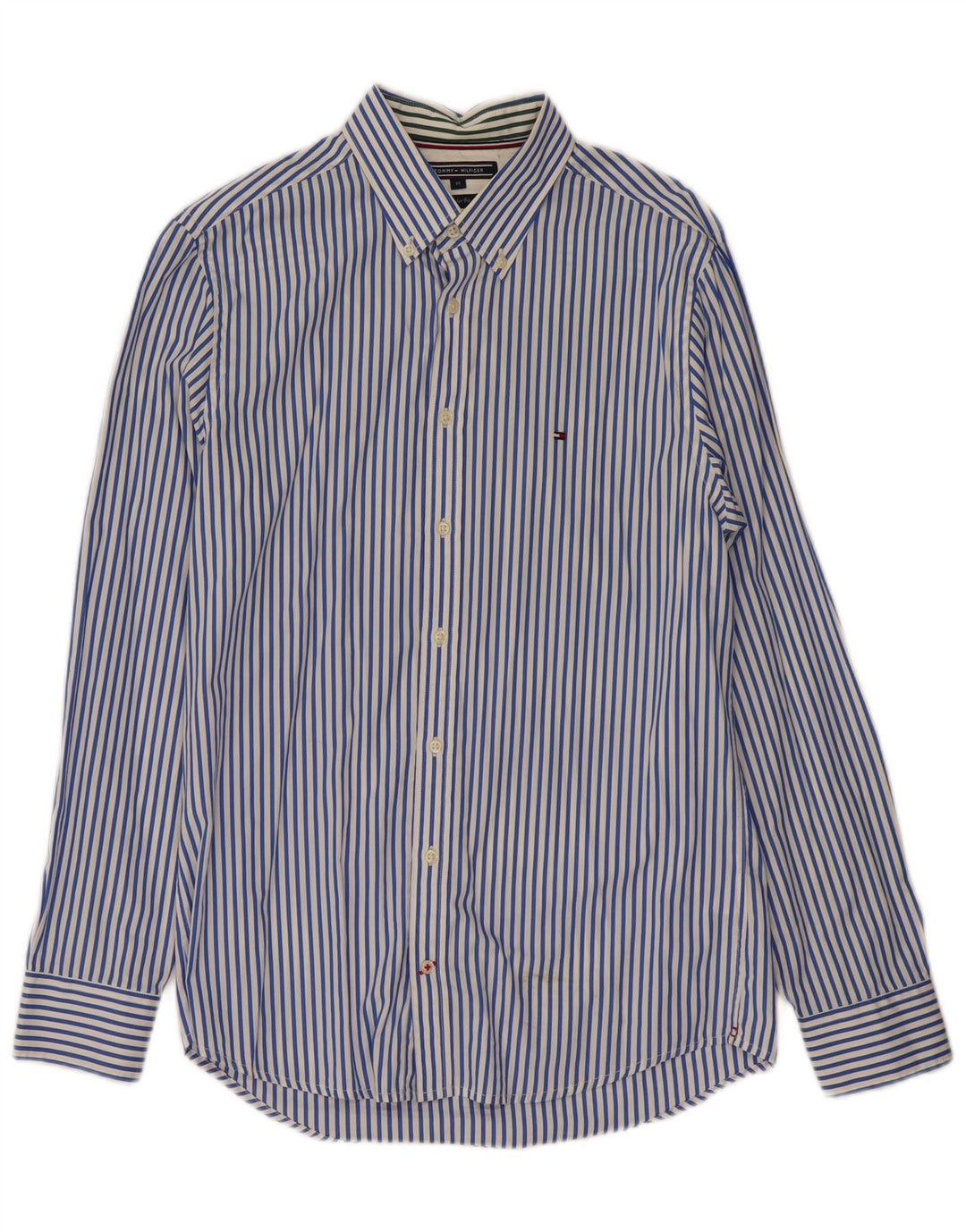 TOMMY HILFIGER Mens Regular Fit Shirt Medium Blue Pinstripe Cotton