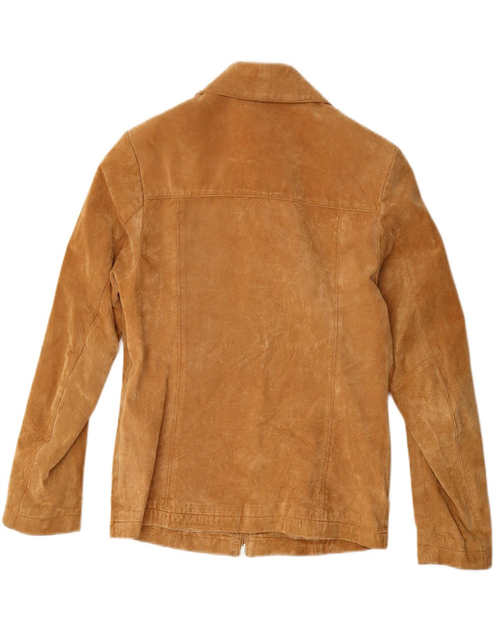 Privilegi Womens Suede Jacket IT 44 Medium Beige Leather