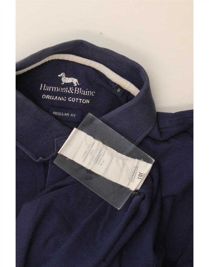Harmont & Blaine Mens Regular Fit Polo Shirt Small Navy Blue Cotton