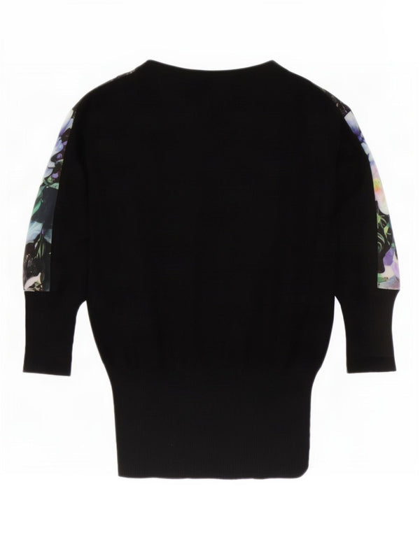 Oasis Womens Oversized Blouse Top UK 6 XS Black Floral Viscose