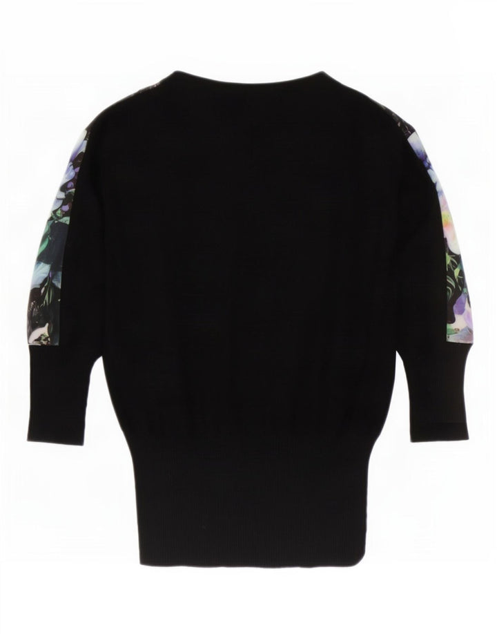 Oasis Womens Oversized Blouse Top UK 6 XS Black Floral Viscose