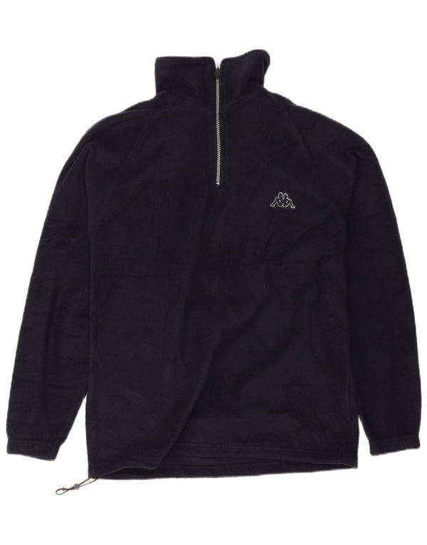 Kappa Mens Zip Neck Fleece Jumper Small Navy Blue Polyester Sports