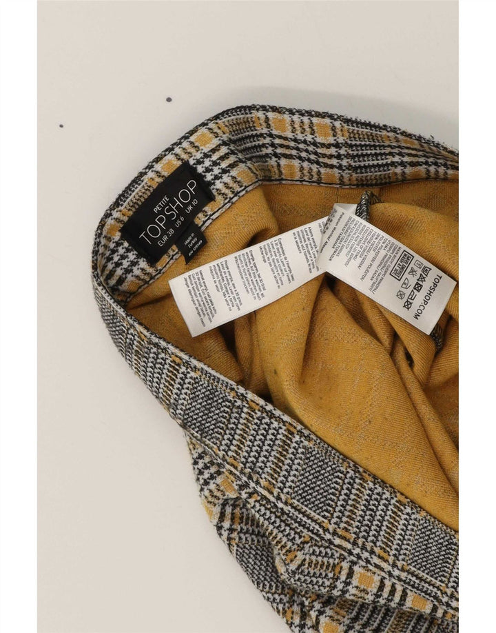 Topshop Womens Mini Skirt UK 10 Small W28 Yellow Houndstooth Polyester