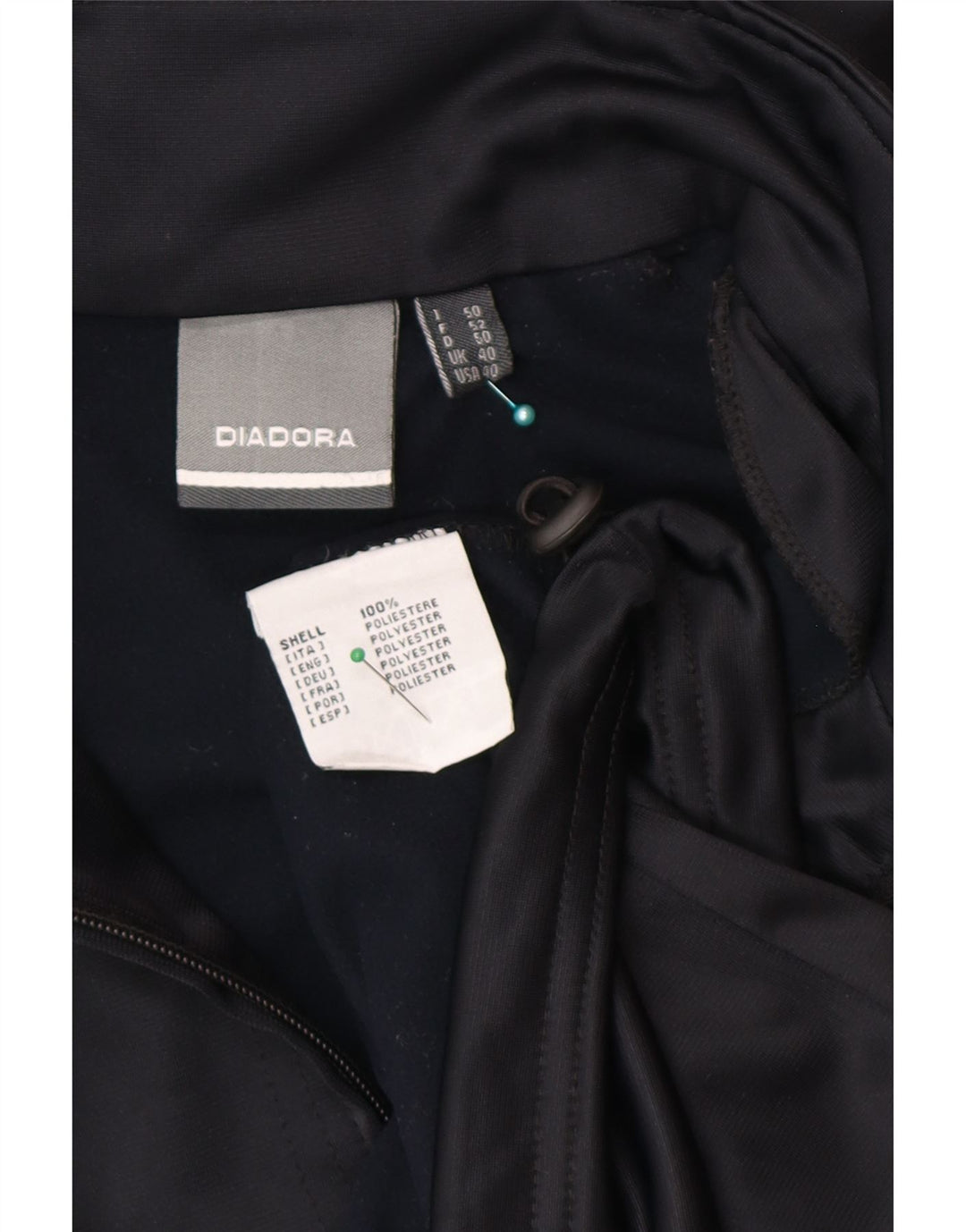 Diadora Mens Tracksuit Top Jacket UK 40 Medium Black Polyester