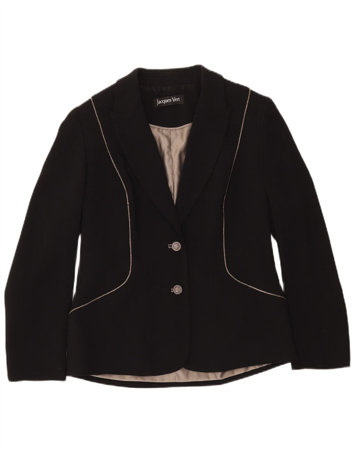 Jacques Vert Womens 2 Button Blazer Jacket UK 10 Small Black Polyester