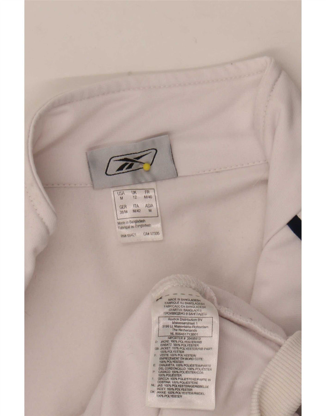 Reebok Womens Tracksuit Top Jacket UK 12 Medium White Colourblock Polyester