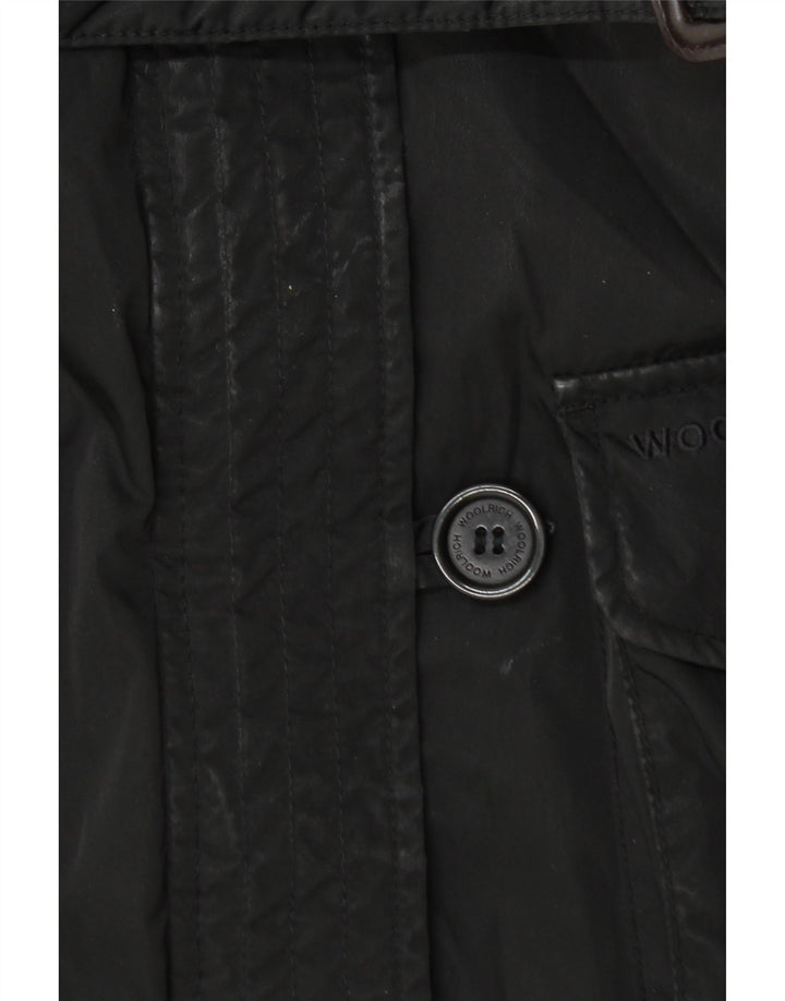 Woolrich Womens Hooded Utility Jacket UK 14 Medium Black Polyester