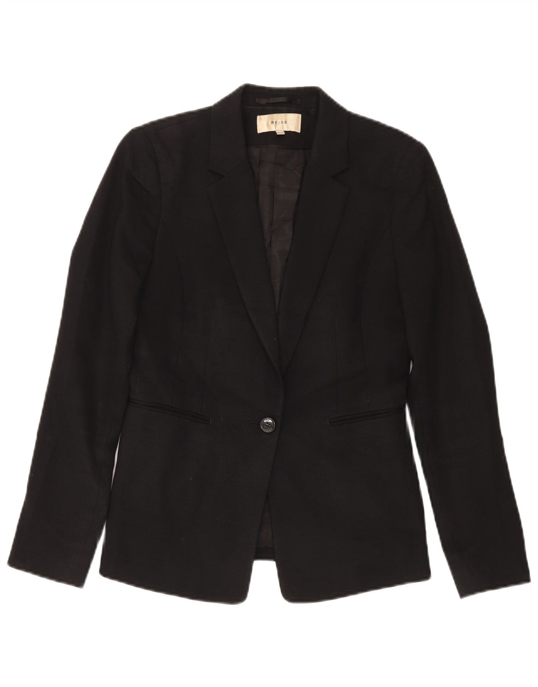 Reiss Womens 1 Button Blazer Jacket UK 10 Small Black Wool