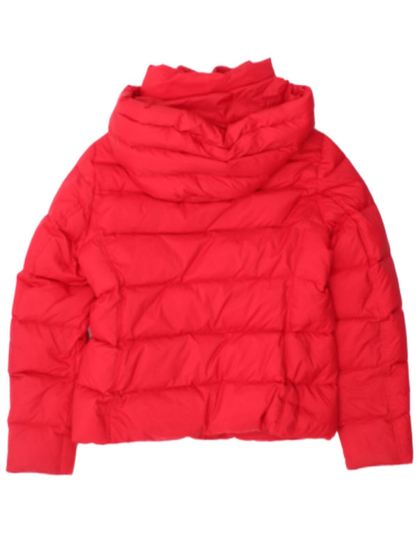 Tommy Hilfiger Womens Hooded Padded Jacket UK 14 Medium Red Cotton