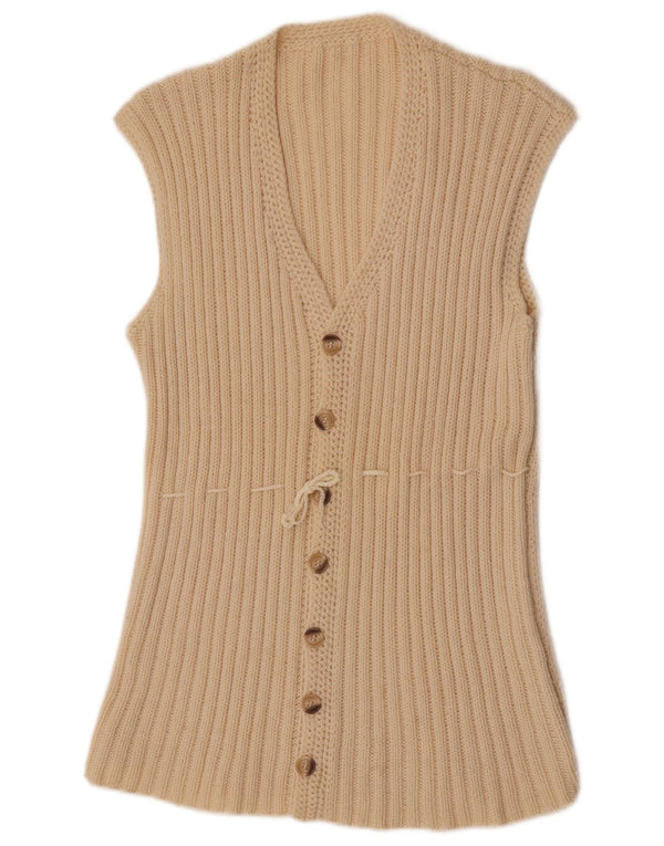 Vintage Womens Sleeveless Cardigan Sweater UK 14 Medium Off White