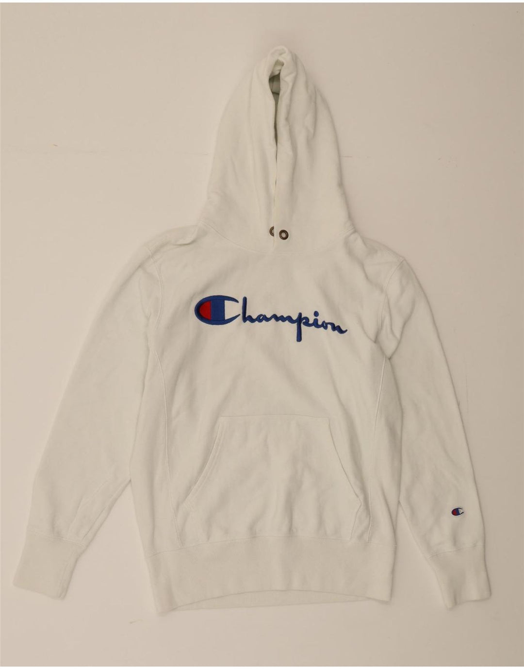CHAMPION Mens Graphic Hoodie Jumper Medium White Cotton Vintage Champion and Second-Hand Champion from Messina Hembry 