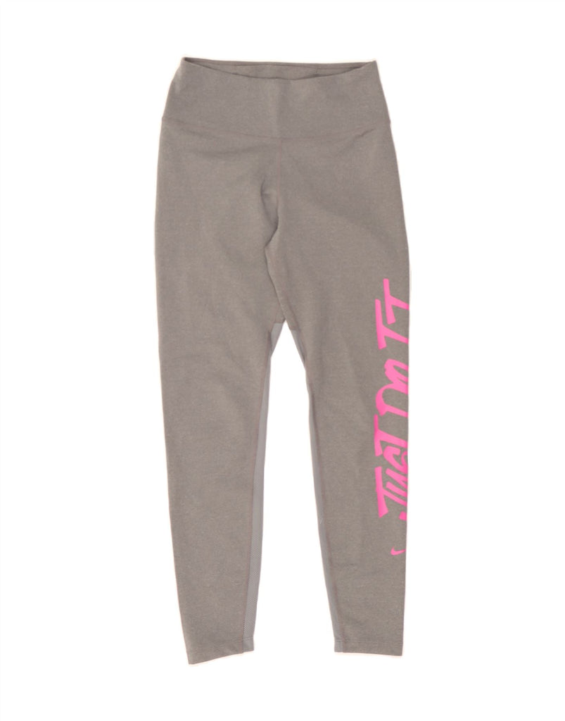 NIKE Womens Dri Fit Graphic Leggings UK 10 Small  Grey Polyester Vintage Nike and Second-Hand Nike from Messina Hembry 