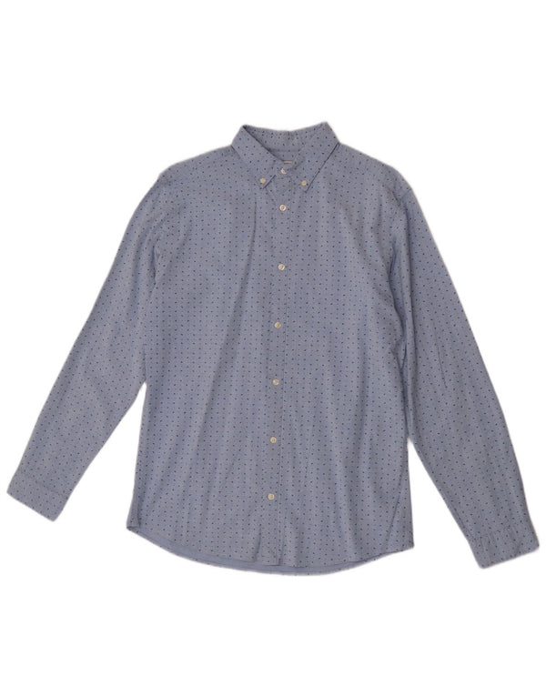 Jack & Jones Mens Slim Fit Shirt Medium Blue Spotted Cotton