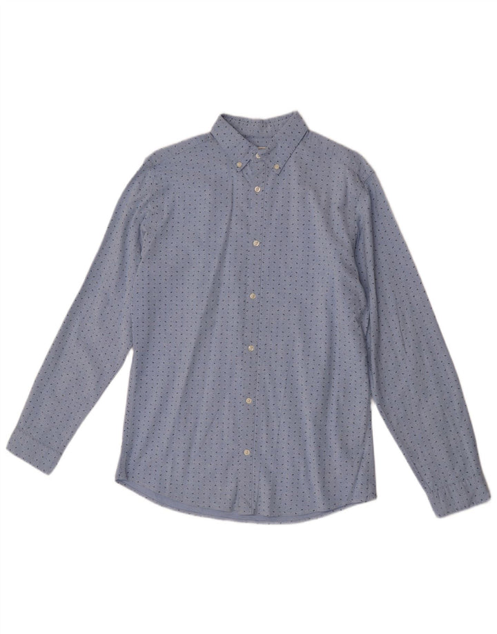Jack & Jones Mens Slim Fit Shirt Medium Blue Spotted Cotton