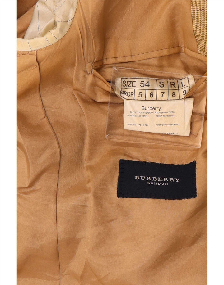 Burberry Mens 3 Button Blazer Jacket IT 54 Large Beige Check Wool