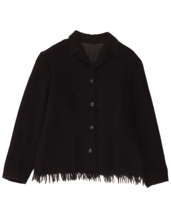 Vintage Womens 4 Button Blazer Jacket UK 12 Medium Black Wool