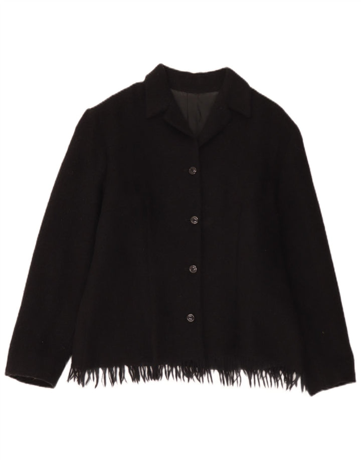 Vintage Womens 4 Button Blazer Jacket UK 12 Medium Black Wool