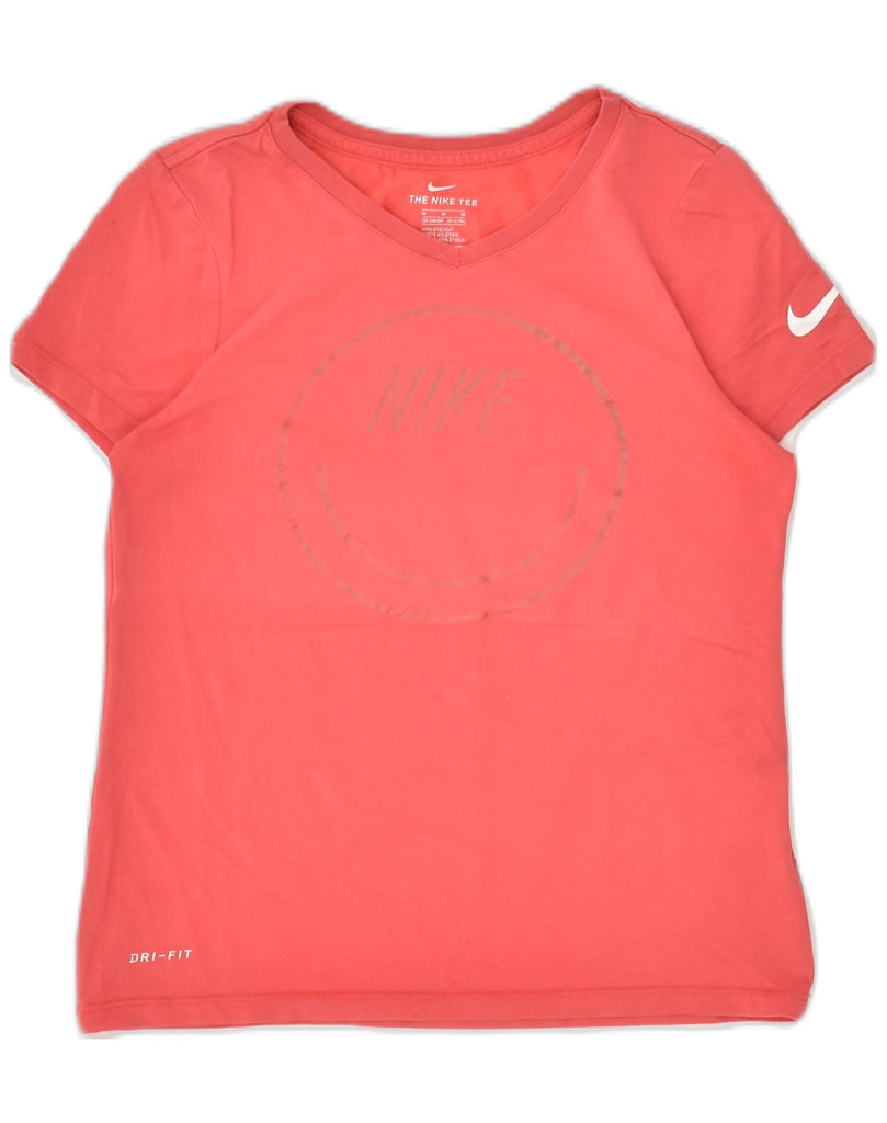 NIKE Girls Dri Fit Graphic T-Shirt Top 10-11 Years Medium  Pink Cotton | Vintage Nike | Thrift | Second-Hand Nike | Used Clothing | Messina Hembry 