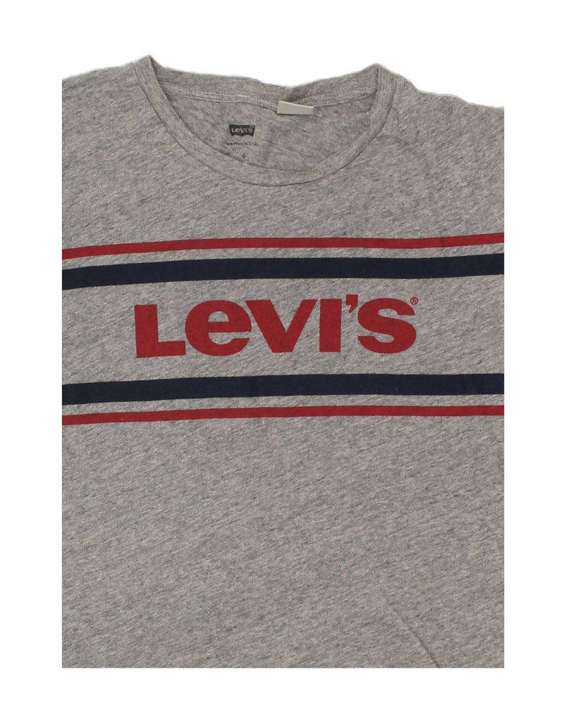 LEVI'S Womens Graphic T-Shirt Top UK 10 Small Grey Cotton | Vintage Levi's | Thrift | Second-Hand Levi's | Used Clothing | Messina Hembry 