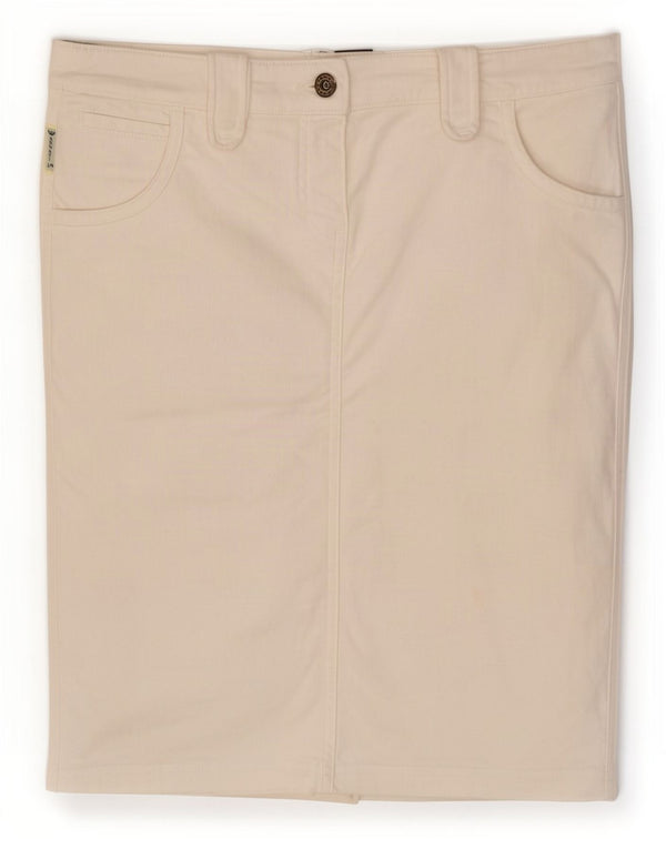 Armani Womens Denim Skirt UK 16 Large W34 Off White Cotton