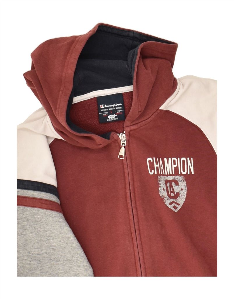 CHAMPION Boys Graphic Zip Hoodie Sweater 11-12 Years Large Burgundy | Vintage Champion | Thrift | Second-Hand Champion | Used Clothing | Messina Hembry 