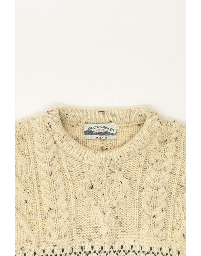 ARAN CRAFTS Womens Crew Neck Jumper Sweater IT 42 Medium Off White Flecked | Vintage Aran Crafts | Thrift | Second-Hand Aran Crafts | Used Clothing | Messina Hembry 