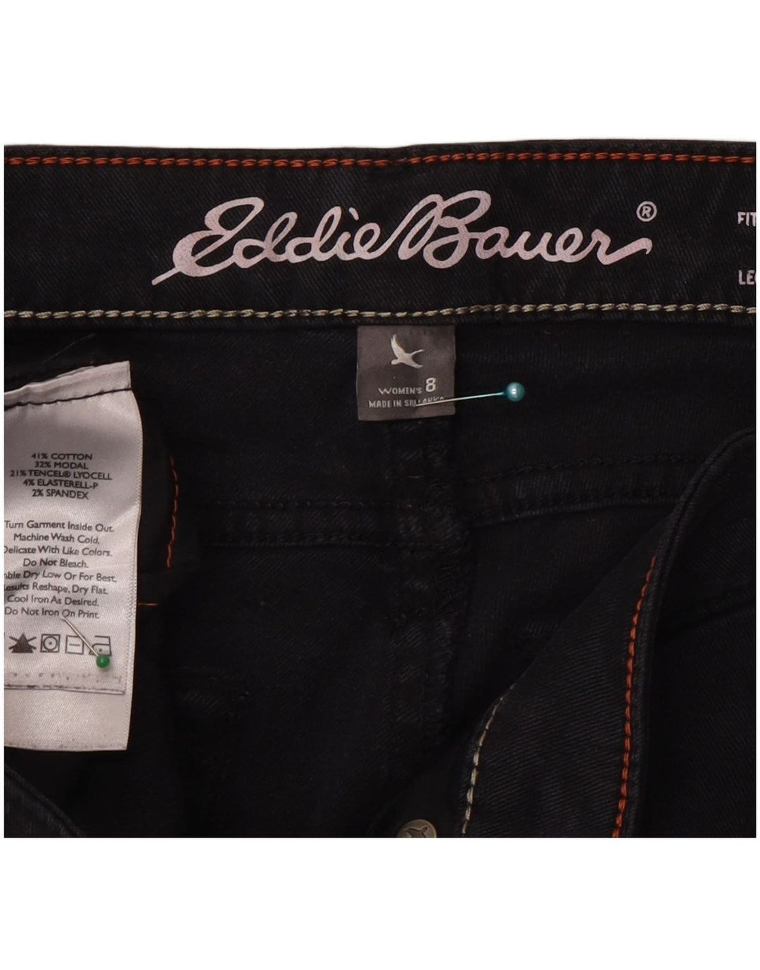 Eddie Bauer Womens Slightly Curvy Slim Jeans US 8 Medium W30 L32 Black
