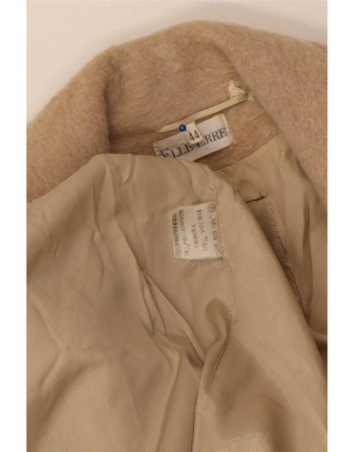 Elle Erre Womens Double Breasted Coat IT 44 Medium Beige Virgin Wool