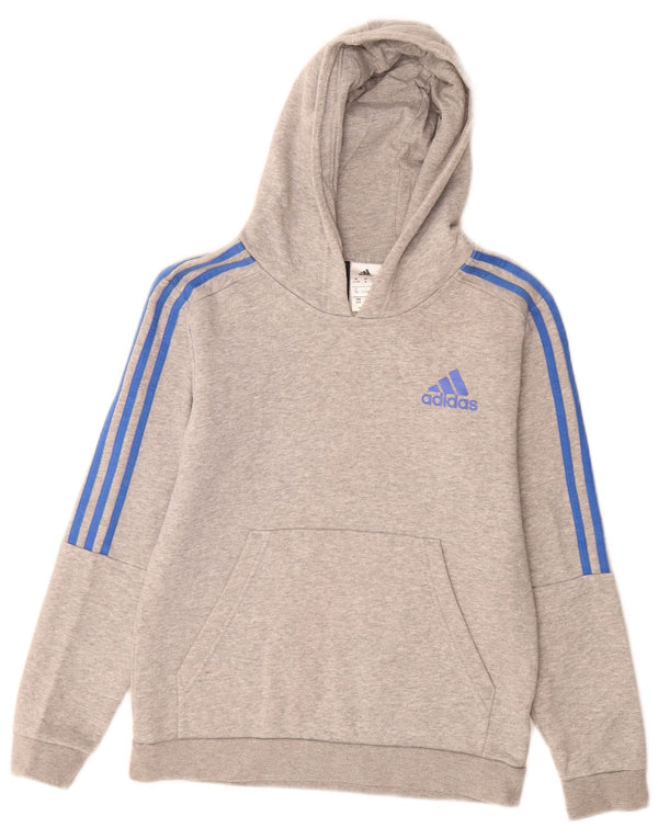 Adidas Boys Hoodie Jumper 11-12 Years Grey Flecked Cotton