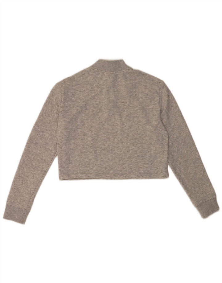 Puma Womens Crop Graphic Sweatshirt Jumper UK 10 Small Grey Colourblock