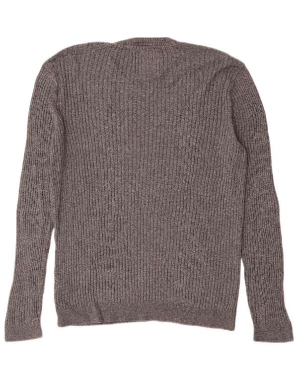 Hollister Mens Muscle Crew Neck Jumper Sweater Large Grey Cotton