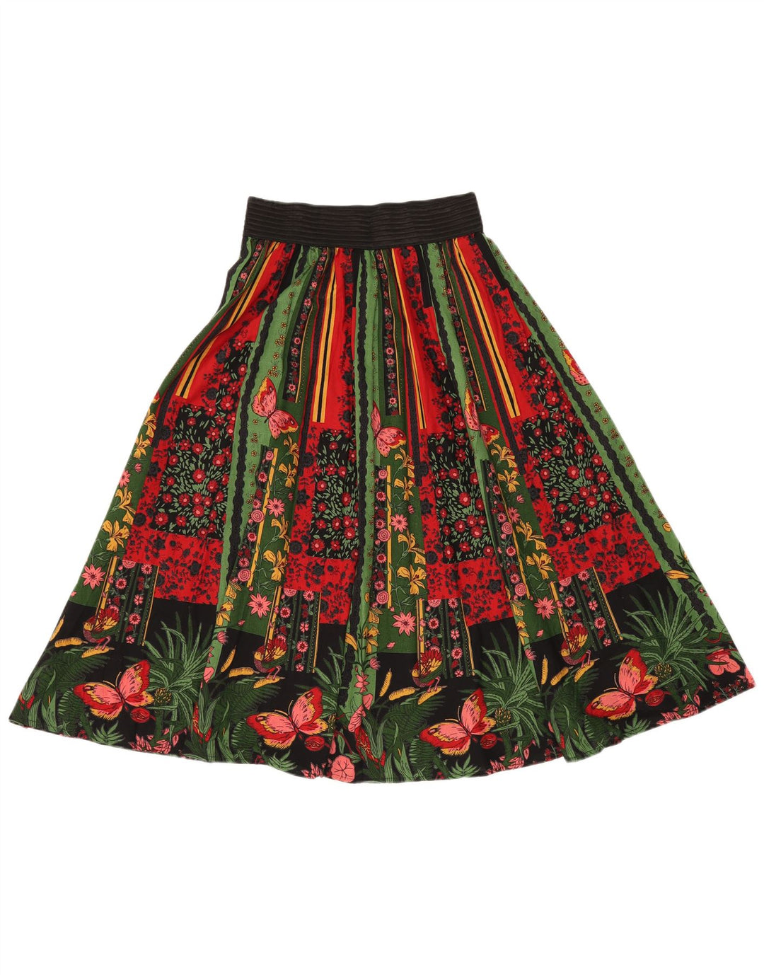 VINTAGE Womens High Waist A-Line Skirt W24 XS  Multicoloured Floral Cotton