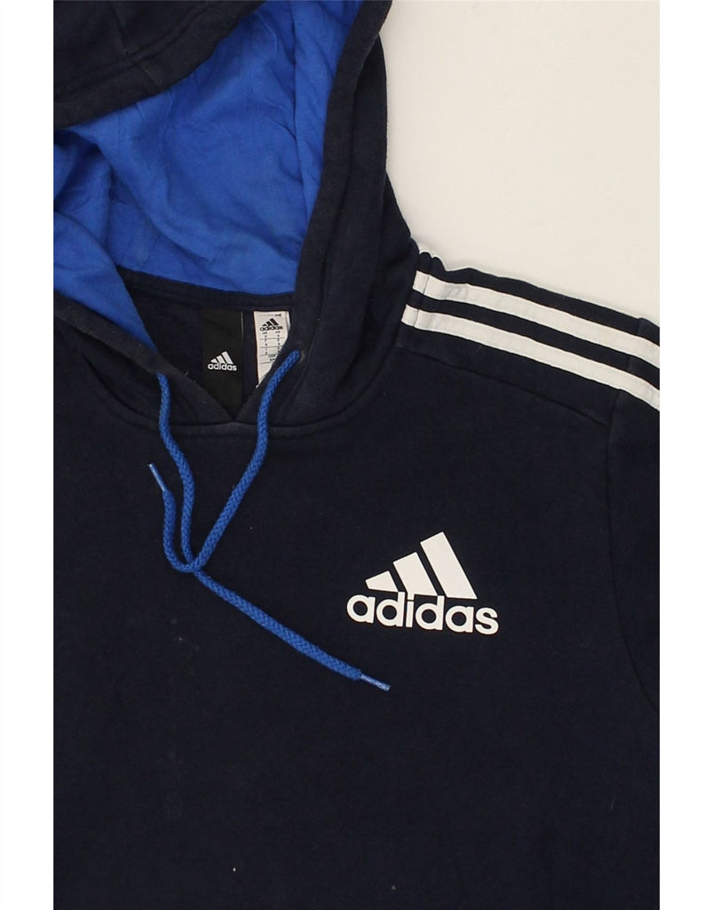 ADIDAS Mens Graphic Hoodie Jumper Small Navy Blue Cotton | Vintage Adidas | Thrift | Second-Hand Adidas | Used Clothing | Messina Hembry 