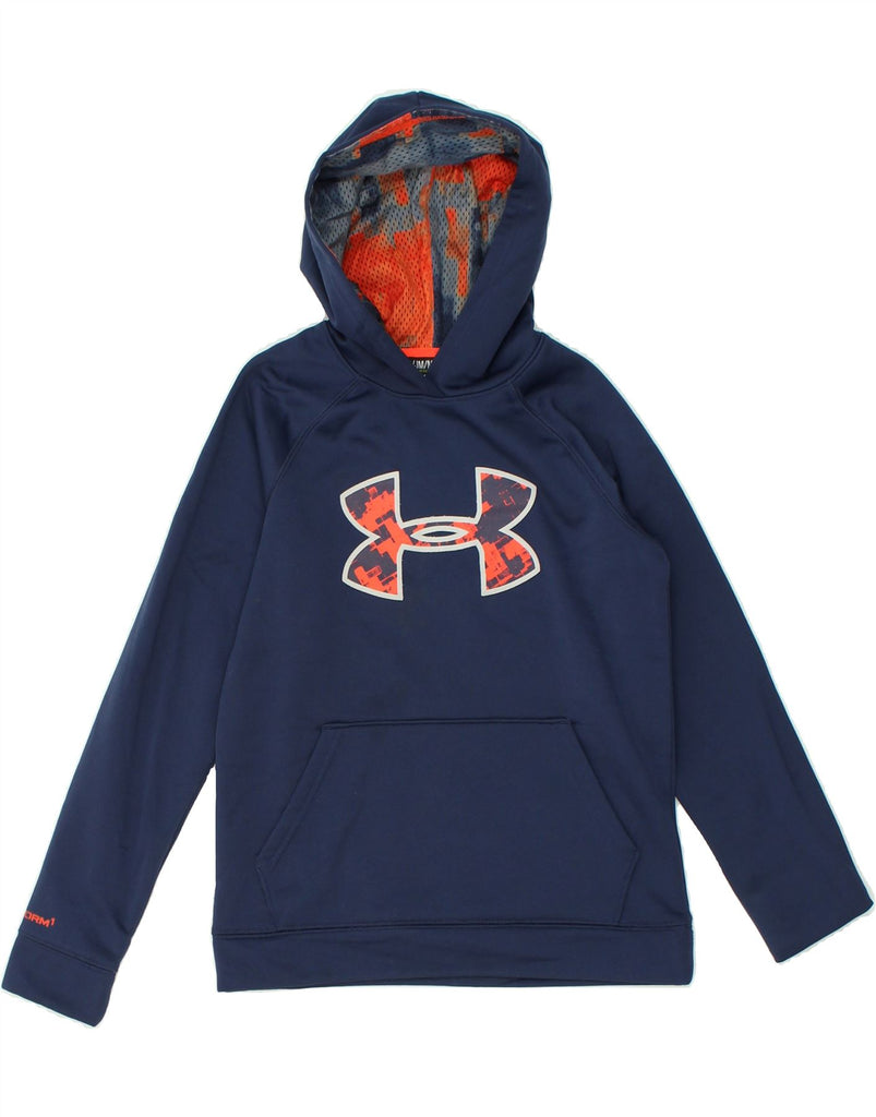 HEAT GEAR Boys Graphic Hoodie Jumper 10-11 Years Medium Navy Blue | Vintage Heat Gear | Thrift | Second-Hand Heat Gear | Used Clothing | Messina Hembry 